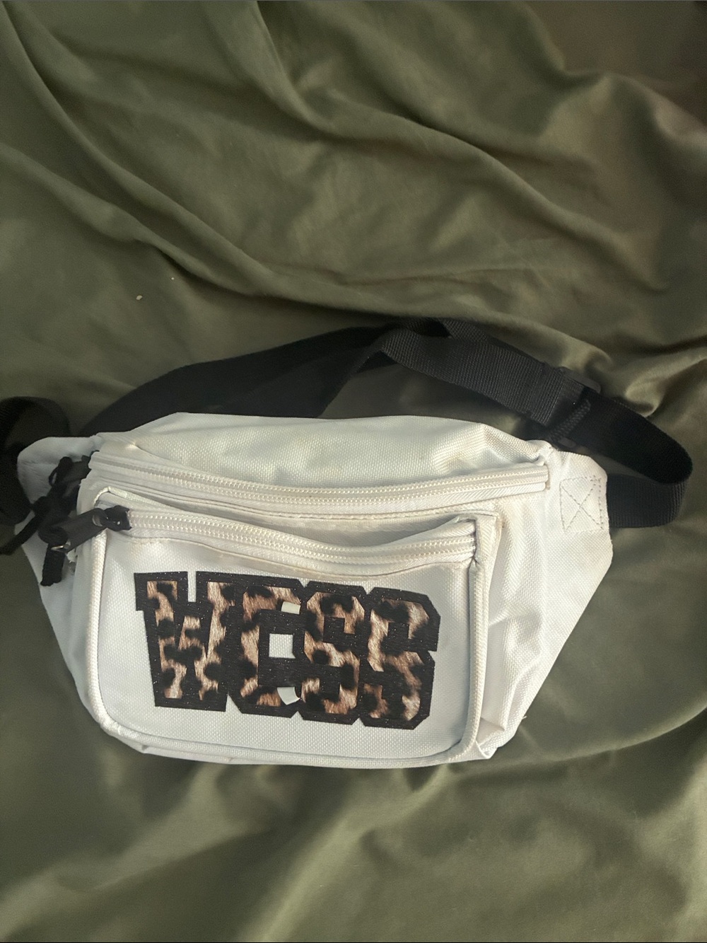 White World Cup shooting stars  Waist Bag with Leopard Accent